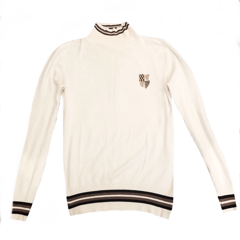 Turtle neck white Uniform/ Preppy sweater - Picture 3 of 4